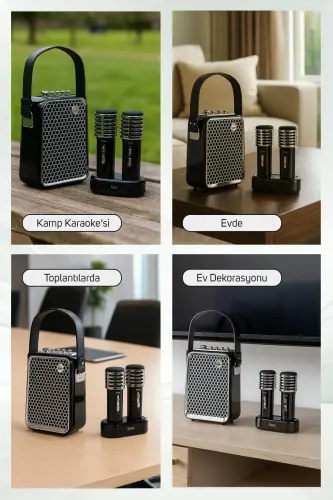 SongBird-HQ Черный Двойной Караоке Микрофон Bluetooth Колонка-Черный - 5