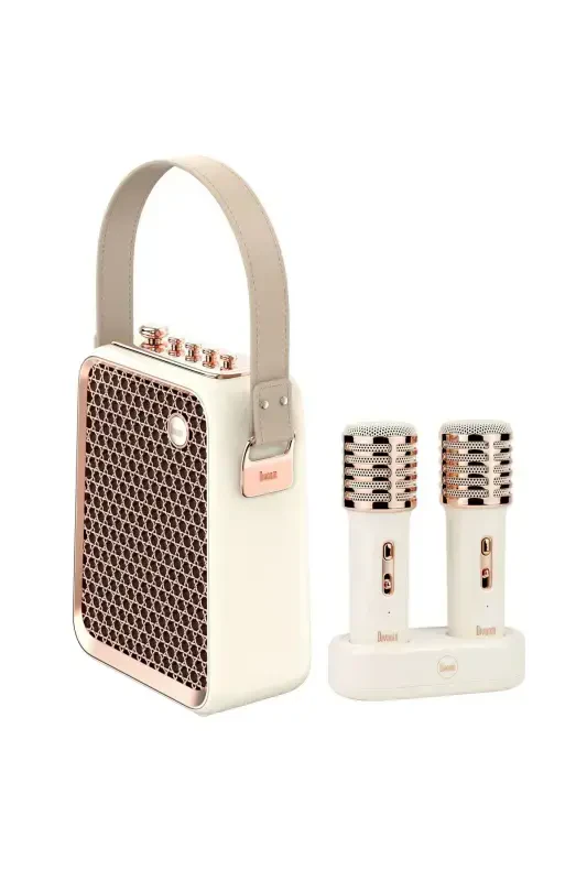 SongBird-HQ Juft Karaoke Mikrofonli 6 Ovoz Effektli 50 Watt Ko'chma Bluetooth Karnay-Oq - 5