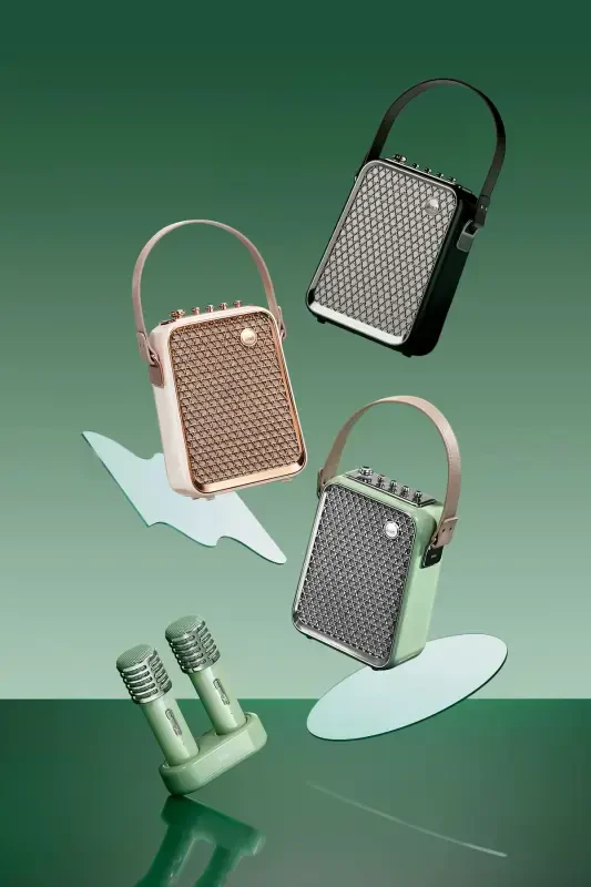 SongBird-HQ Juft Karaoke Mikrofonli 6 Ovoz Effektli 50 Watt Ko'chma Bluetooth Karnay-Oq - 7