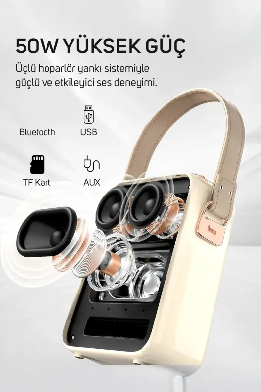 SongBird-HQ Qora Qo'shaloq Karaoke Mikrofonli Bluetooth Karnay-Qora - 3