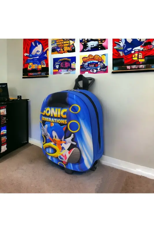 Sonic Generations Bolalar bog'chasi Ryukzak Sumkasi G'ildirakli Sonic G'ildirakli - To'q ko'k aralash - 1