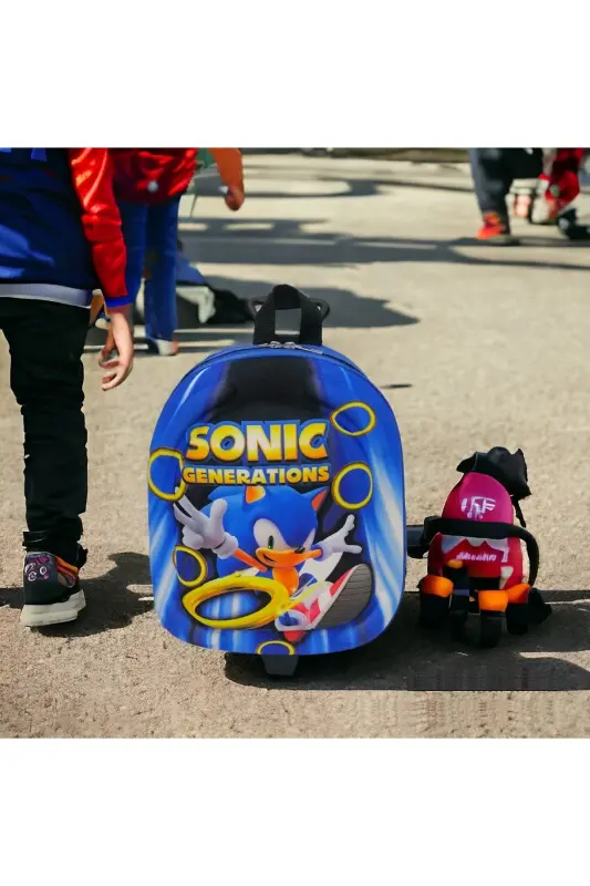Sonic Generations Bolalar bog'chasi Ryukzak Sumkasi G'ildirakli Sonic G'ildirakli - To'q ko'k aralash - 2