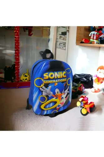 Sonic Generations Bolalar bog'chasi Ryukzak Sumkasi G'ildirakli Sonic G'ildirakli - To'q ko'k aralash - 3