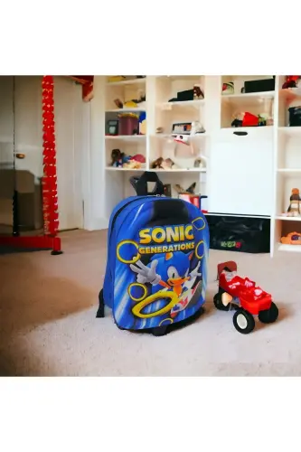 Sonic Generations Bolalar bog'chasi Ryukzak Sumkasi G'ildirakli Sonic G'ildirakli - To'q ko'k aralash - 7