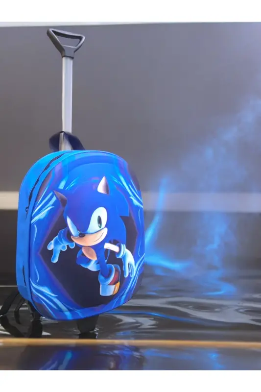 Sonic Kindergarten Nursery Children Suitcase Backpack Trolley Sonic Wheeled Sonic-blue - 2