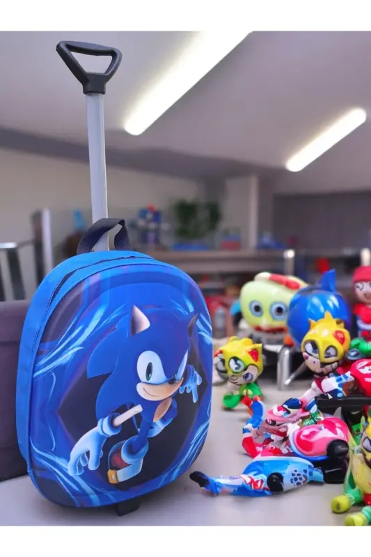 Sonic Kindergarten Nursery Children Suitcase Backpack Trolley Sonic Wheeled Sonic-blue - 6