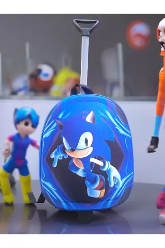 Sonic Kindergarten Nursery Children Suitcase Backpack Trolley Sonic Wheeled Sonic-blue - 7