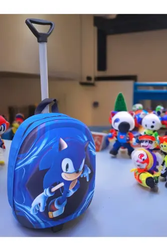 Sonic Kindergarten Nursery Children Suitcase Backpack Trolley Sonic Wheeled Sonic-blue - 8