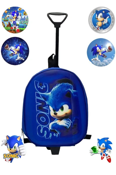 Sonic Kindergarten Nursery Kids Suitcase Backpack Pull-Along Sonic Wheeled - Modazone