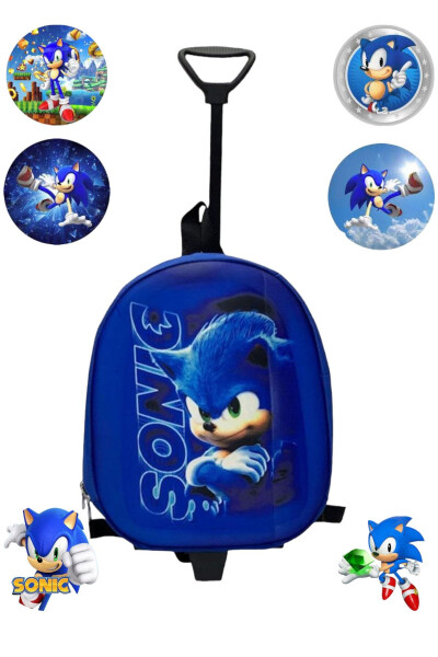 Sonic Kindergarten Nursery Kids Suitcase Backpack Pull-Along Sonic Wheeled - SHOPIOLOG
