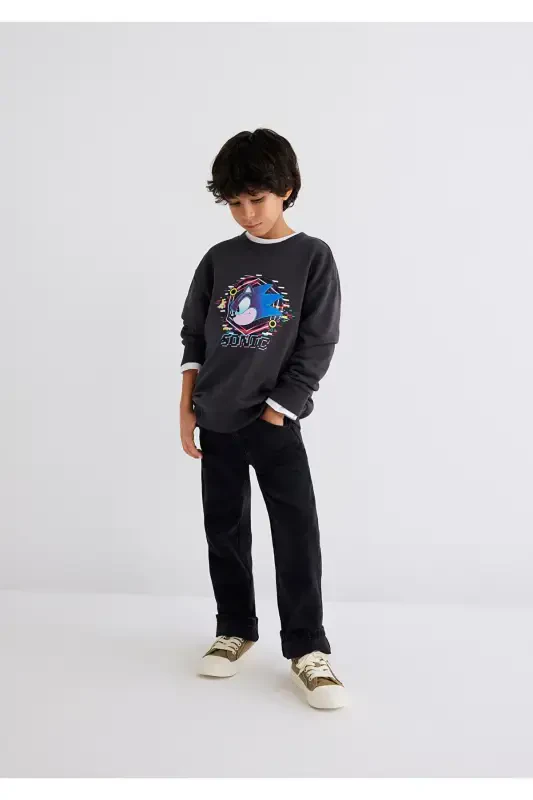 Sonic Printed Charcoal Sweatshirt - 1