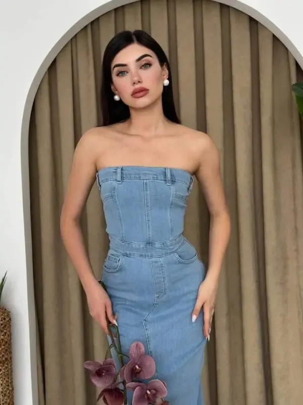 Sonic Strapless Dress - BÜYÜKBEDENIZ