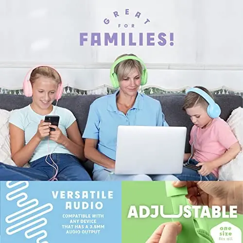 Sonitum Bulk Kids Headphones for School with Microphones - 5-Pack On-Ear 3.5mm Wired Headphones for Schools -Comfy Wired Kids Headphones with in-Line Mics – School Headphones for Kids - 5