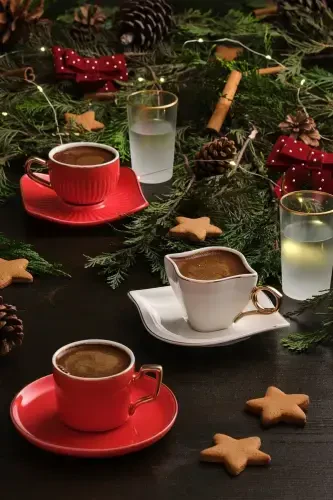 Sonsuz Aşk 2 Kişilik Kahve Fincan Takımı Beyaz Gold 100 ml-bej - 4