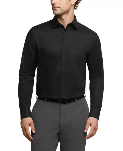 Infinite Color, Men's Slim Fit Dress Shirt-BLACK 
