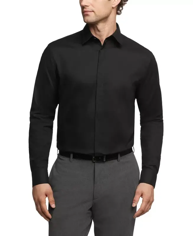 Infinite Color, Men's Slim Fit Dress Shirt-BLACK - CALVIN KLEIN