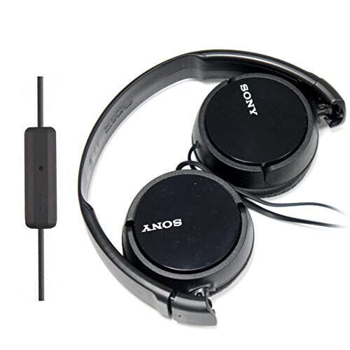 SONY Over Ear Best Stereo Portable Headphones Headset for Apple iPhone iPod/Samsung Galaxy / mp3 Player / 3.5mm Jack Plug Cell Phone with Mic (black) - Sony