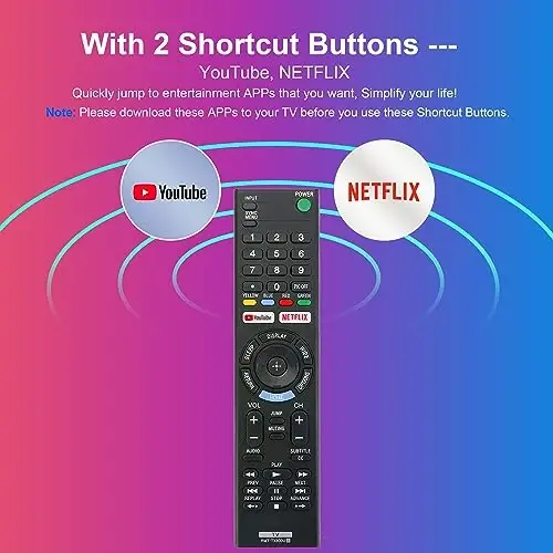 Universal Remote Control for Sony-TV-Remote Replacement Remote for All Sony Bravia Smart LED UHD LCD HD Google TVs RMT-TX300U RMT-TX100U with YouTube,Netflix Buttons - No Setup Needed - 5