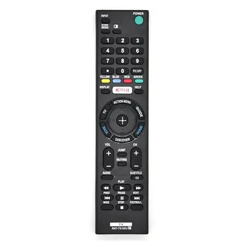 Sony TV masofaviy boshqaruv paneli uchun RMT-TX100U universal masofaviy boshqaruv paneli, Netflix tugmasi bilan, barcha Sony TV va Bravia TV masofaviy boshqaruv panellarining o'rniga - 1