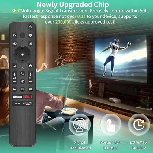 for Sony-TV-Remote, Compatible with Sony Remote Control for Smart TV with Voice Control RMF-TX800U, for XR/XBR/KD/K Series 4K LED OLED Google/Android TVs - 5