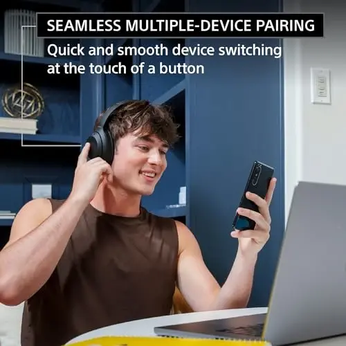 Sony WH-1000XM4 Simli telefon qo'ng'irog'i va Alexa ovozli boshqaruvi uchun mikrofonli simsiz yuqori sifatli shovqinni bekor qiluvchi minigarnituralar, Midnight Blue WH1000XM4 - 4