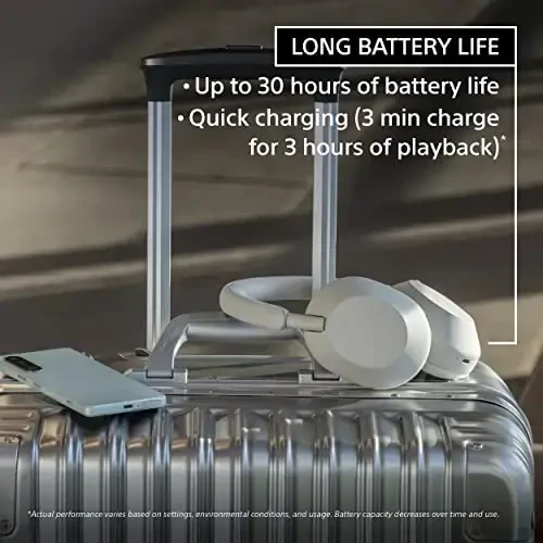 Sony WH-1000XM5 Premium shovqinni bekor qiluvchi quloqchinlar, Auto NC Optimizer, 30 soatlik batareya, Alexa ovozli boshqaruvi, kumush - 6