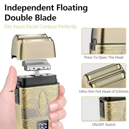 Soonsell erkaklar uchun soch kesgich, T-Blade Trimmer, burun uchun soch kesgich, soch qirg'ich to'plami, erkaklar uchun professional kesgich, soch kesish uchun kesgich, erkaklar uchun elektr ustara, LCD displey (bronza) - 5