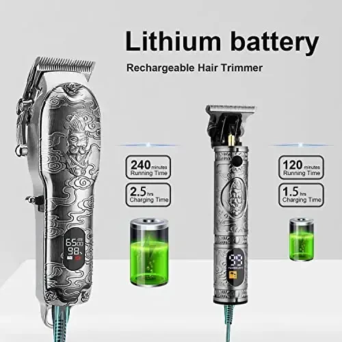 Soonsell erkaklar uchun soch kesuvchi mashinkalari T-Blade Trimmer to'plami, sartarosh mashinkalari, soch kesish uchun mashinkalar, soch kesish to'plami, simsiz mashinkalar, Blade Close Soqol Trimmer, LCD displey (kumush) - 5