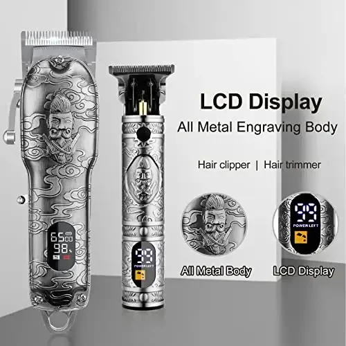 Soonsell erkaklar uchun soch kesuvchi mashinkalari T-Blade Trimmer to'plami, sartarosh mashinkalari, soch kesish uchun mashinkalar, soch kesish to'plami, simsiz mashinkalar, Blade Close Soqol Trimmer, LCD displey (kumush) - 6