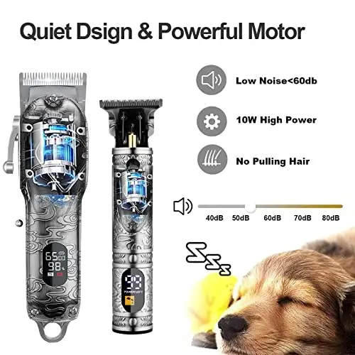 Soonsell erkaklar uchun soch kesuvchi mashinkalari T-Blade Trimmer to'plami, sartarosh mashinkalari, soch kesish uchun mashinkalar, soch kesish to'plami, simsiz mashinkalar, Blade Close Soqol Trimmer, LCD displey (kumush) - 4