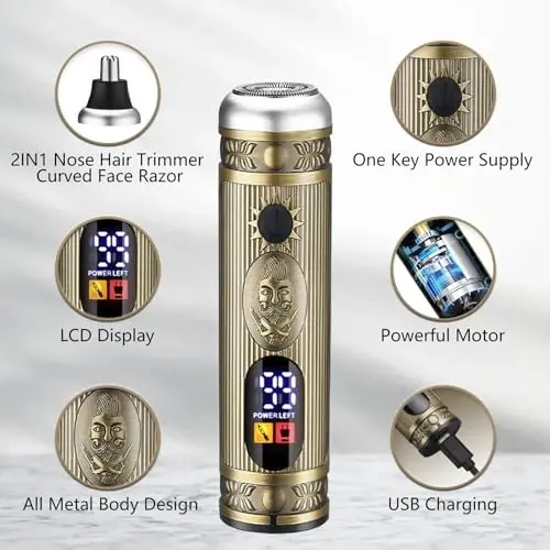 Soonsell Hair Clippers for Man,T-Blade Trimmer,Nose Hair Trimmer,Hair Shaver Set,Clippers for Men Professional,Clippers for Hair Cutting,Electric Razor for Men, LCD Display(Bronze - 4