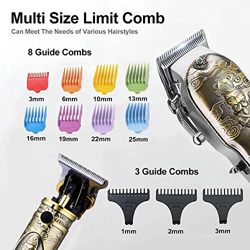 Soonsell Hair Clippers for Men T-Blade Trimmer Set, Man Professional Cordless Barber Clippers Set, Blade Close Cutting Beard Trimmer, LCD Display (Gold) - 2