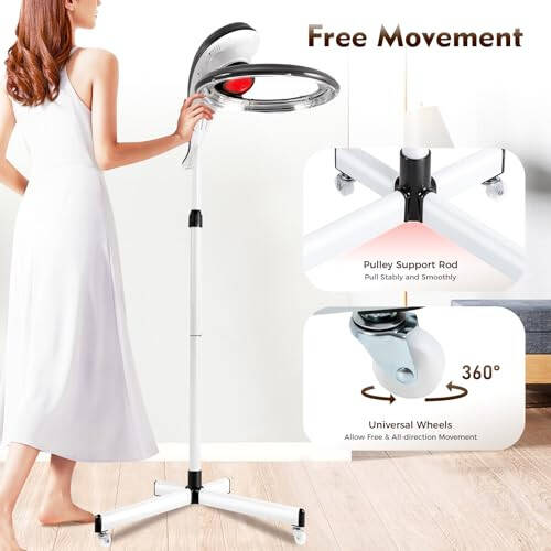 Sootvp Orbiting Infrared Hair Dryer, Stand Hair Dryer with Rolling Base, Professional Salon Color Processor Rotating Hair Dryer, 60 Minutes Timer, Temperature Adjustment, Grey (950W) - 5