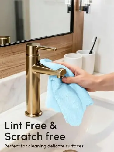 SOOWASH Microfiber Cleaning Cloths Roll 225 Pack 12x12 Inch Lint Free | Tear away design, lint free, washable, scratch free, ultra absorbent, for dish rags and household cleaning, blue color - 4