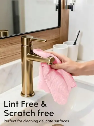 SOOWASH Microfiber Cleaning Cloths Roll 225 Pack 12x12 Inch Lint Free | Tear away design, lint free, washable, scratch free, ultra absorbent, for dish rags and household cleaning, Pink color - 4