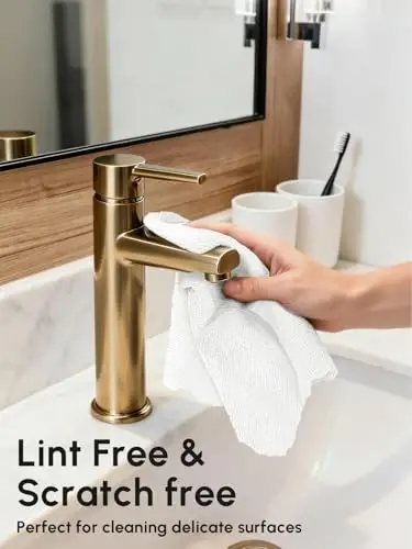 SOOWASH Microfiber Cleaning Cloths Roll 225 Pack 12x12 Inch Lint Free | Tear away design, lint free, washable, scratch free, ultra absorbent, for dish rags and household cleaning, White color - 4