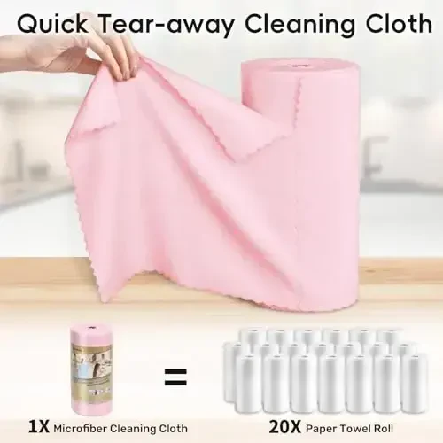 SOOWASH Microfiber Cleaning Cloths Roll 75 Pack 11.8