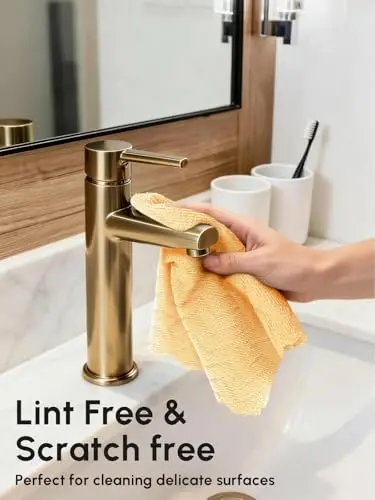SOOWASH Microfiber Cleaning Cloths Roll 75 Pack 12x12 Inch Lint Free | Tear away design, lint free, washable, scratch free, ultra absorbent, for dish rags and household cleaning, Orange color - 4