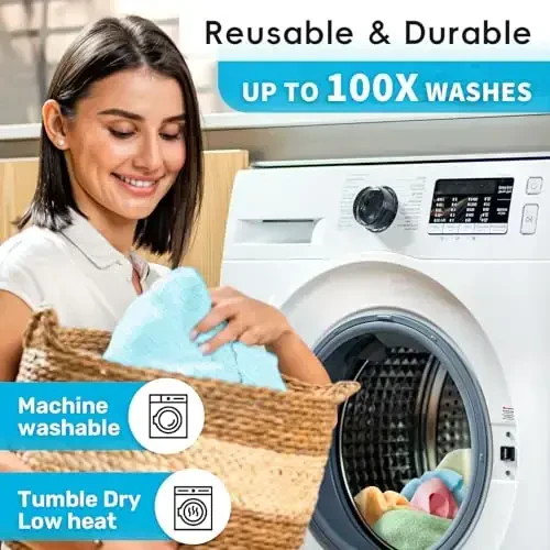 SOOWASH Microfiber Cleaning Cloths Roll, 75 Pack Tear Away Microfiber Towels Roll, 12