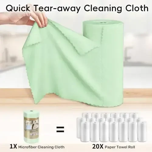 SOOWASH Microfiber Cleaning Cloths Roll, 75 Pack Tear Away Microfiber Towels Roll, 12