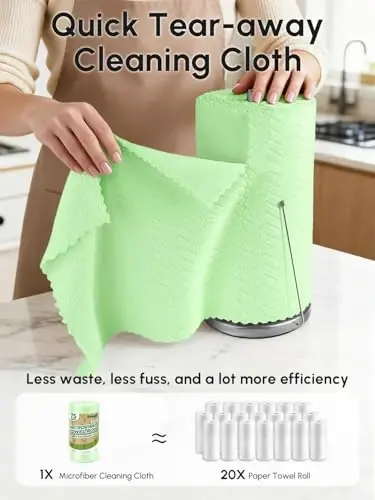 SOOWASH Microfiber Cleaning Cloths Roll, 75 Pack Tear Away Microfiber Towels Roll, 12