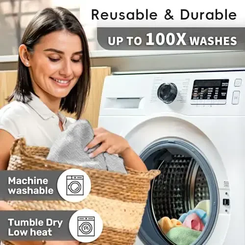 SOOWASH Microfiber Cleaning Cloths Roll, 75 Pack Tear Away Microfiber Towels Roll, 12