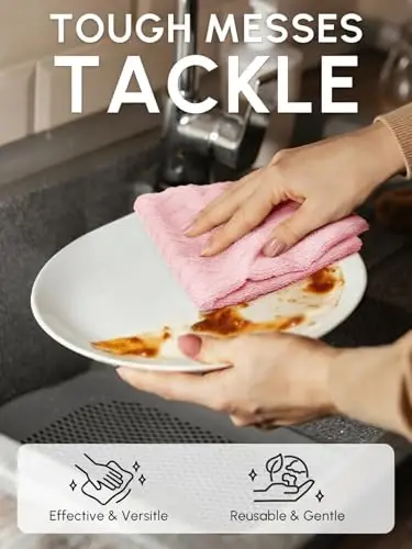 SOOWASH Microfiber Cleaning Cloths Roll, 75 Pack Tear Away Microfiber Towels Roll, 12
