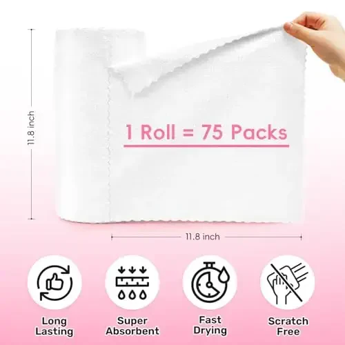SOOWASH Microfiber Cleaning Cloths Roll, 75 Pack Tear Away Microfiber Towels Roll, 12