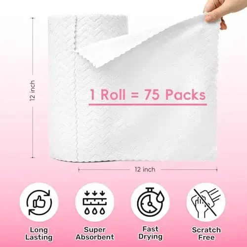 SOOWASH Microfiber Cleaning Cloths Roll, 75 Pack Tear Away Microfiber Towels Roll, 12
