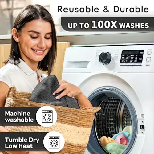 SOOWASH Microfiber Cleaning Cloths Roll, 75 Pack Tear Away Microfiber Towels Roll, 12