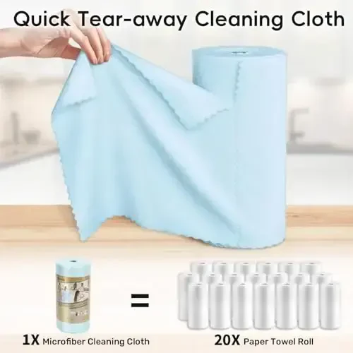 SOOWASH Microfiber Cleaning Cloths Roll, 75 Pack Tear Away Microfiber Towels Roll, 12