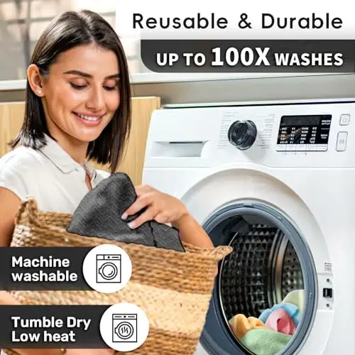 SOOWASH Microfiber Cleaning Cloths Roll, 75 Pack Tear Away Microfiber Towels Roll, 12