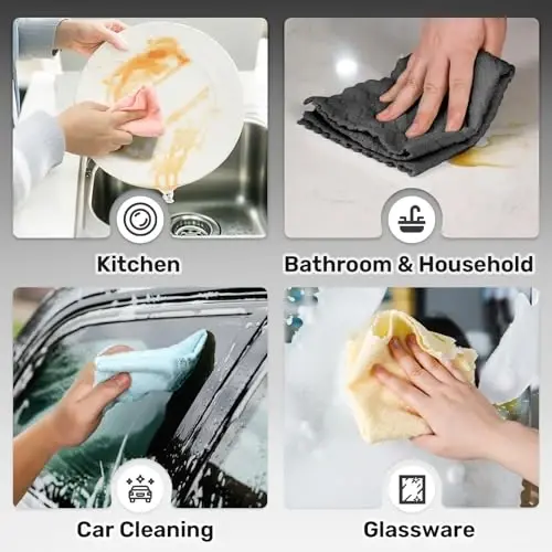 SOOWASH Microfiber Cleaning Cloths Roll, 75 Pack Tear Away Microfiber Towels Roll, 12