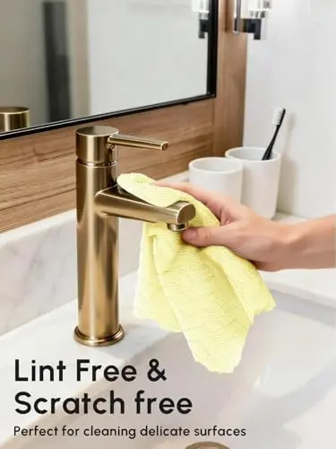 SOOWASH Microfiber Cleaning Cloths Roll 75 Pack 12x12 Inch Lint Free | Tear away design, lint free, washable, scratch free, ultra absorbent, for dish rags and household cleaning, Yellow color - 4